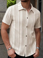 Chemise À Rayures Verticales Texturées Pour Hommes