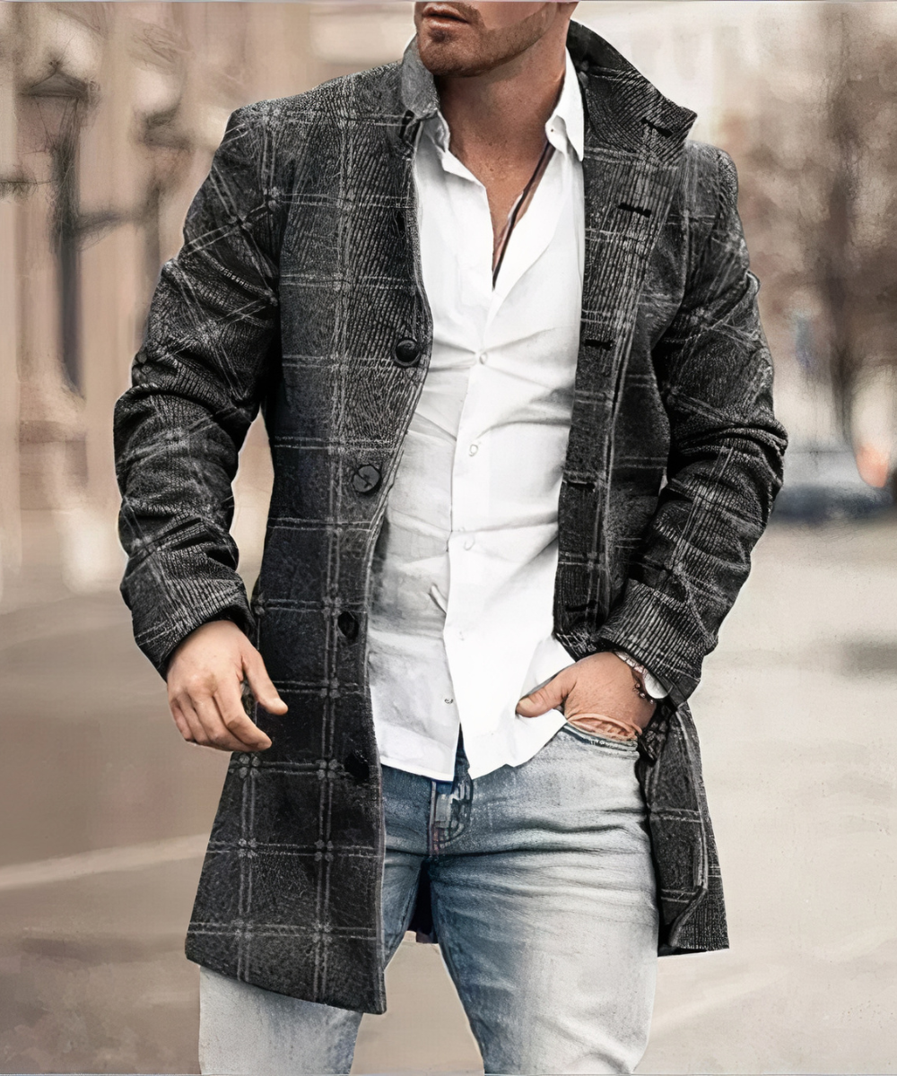 TRENCH COL MONTANT BOUTONNÉ POUR HOMME