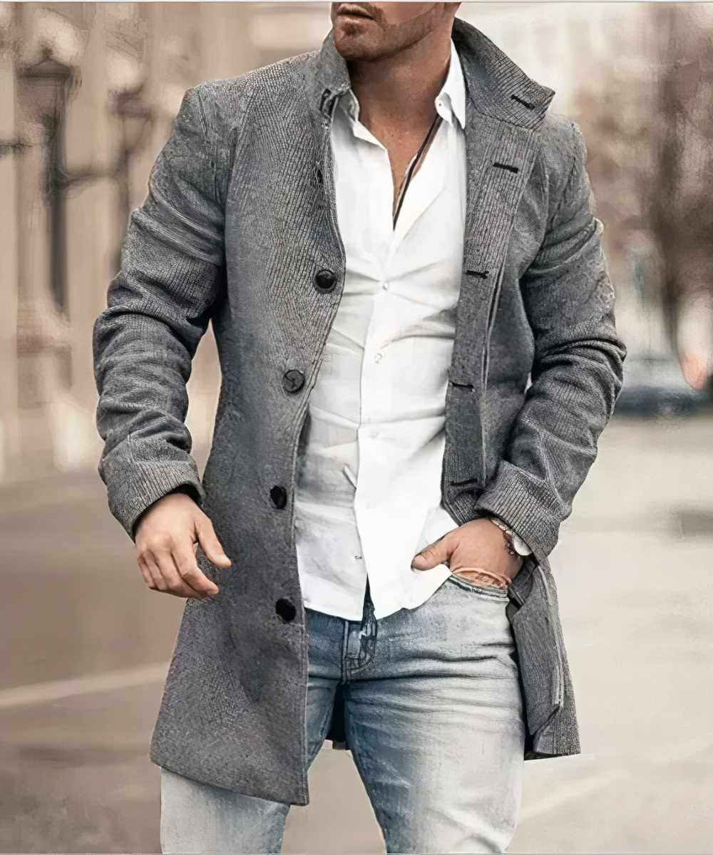 TRENCH COL MONTANT BOUTONNÉ POUR HOMME