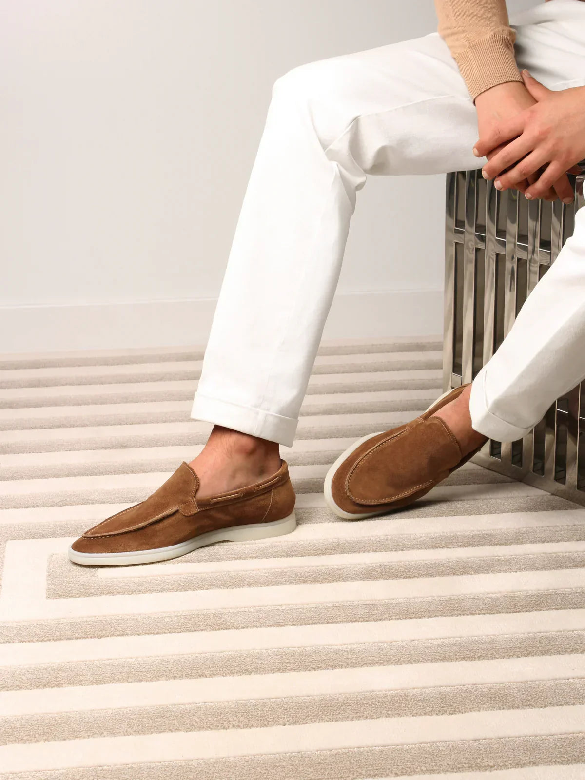 MOCASSINS DAIM CARAMEL POUR HOMME