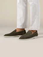MOCASSINS DAIM VERT OLIVE POUR HOMME