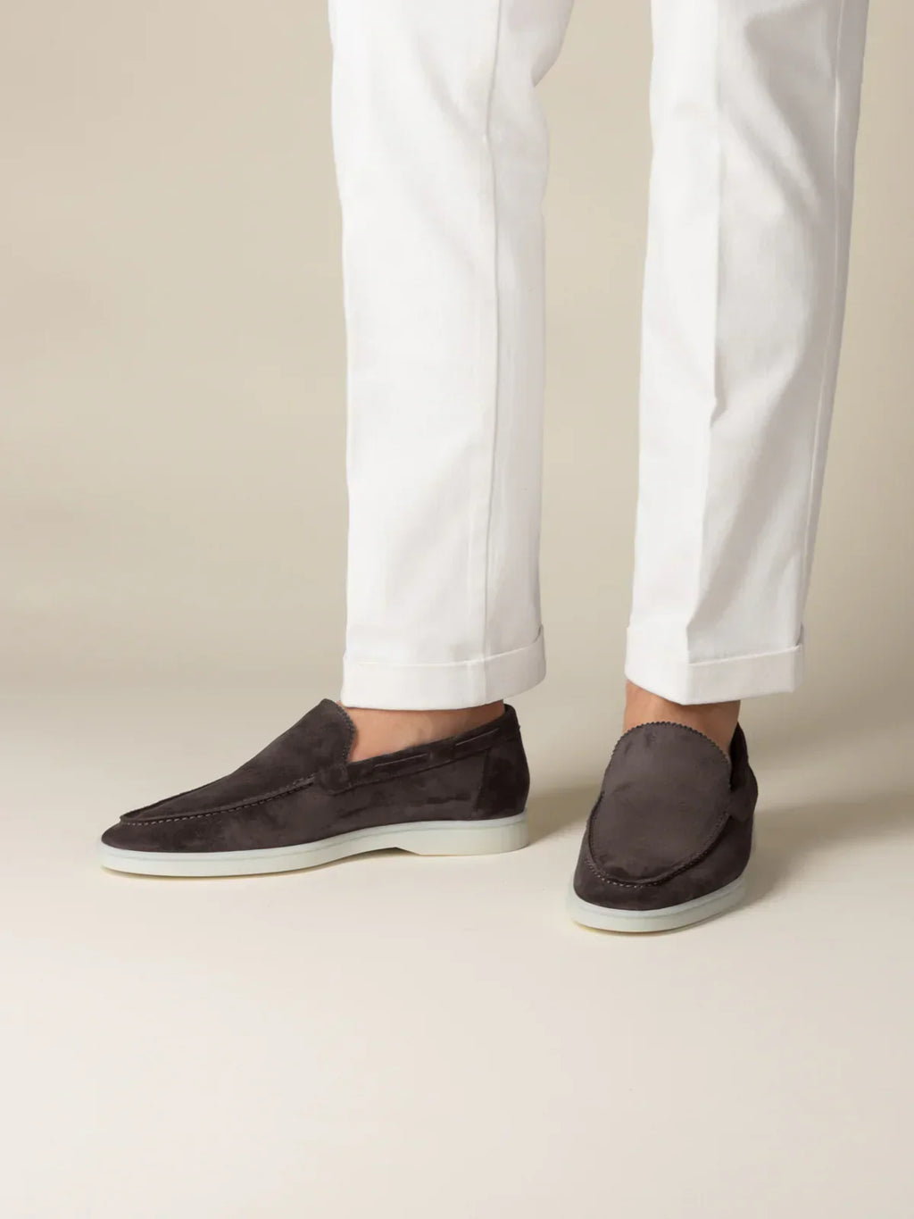MOCASSINS YACHT DAIM GRIS CHAUD POUR HOMME