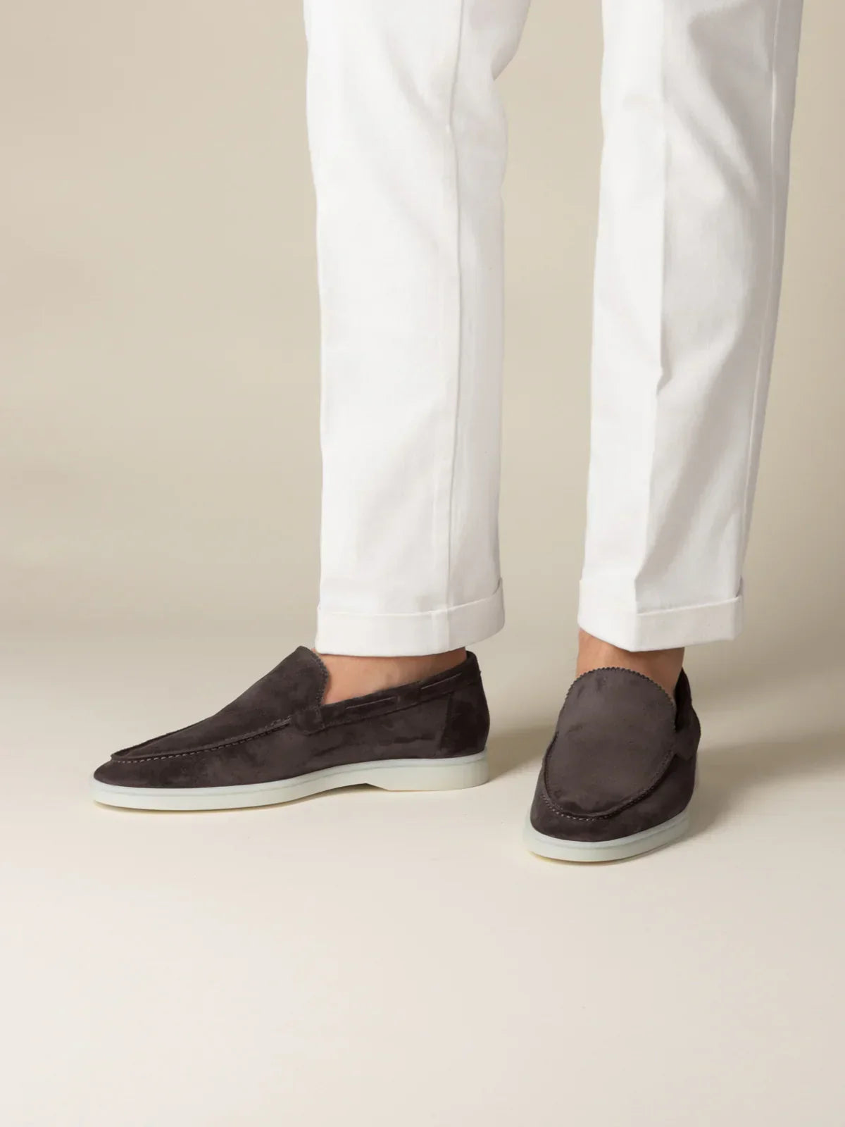 MOCASSINS YACHT DAIM GRIS CHAUD POUR HOMME