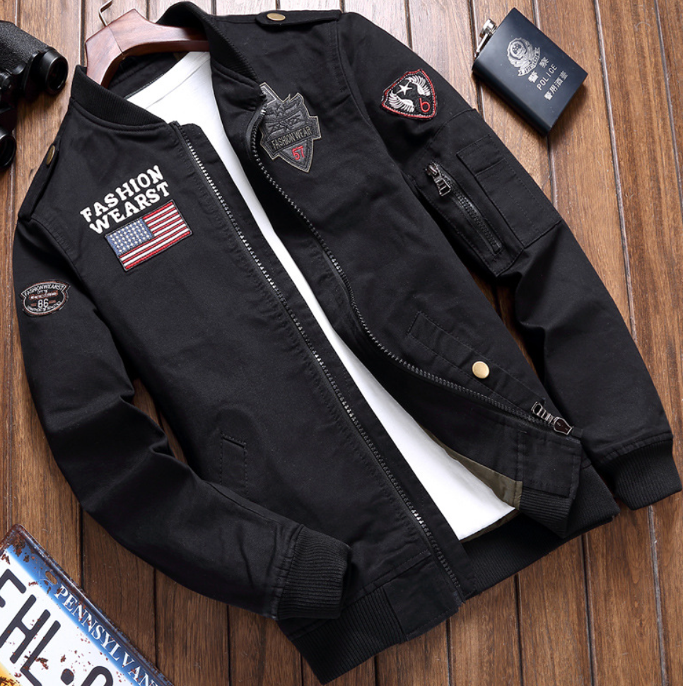 VESTE STYLE MILITAIRE ÉCUSSONS POUR HOMME