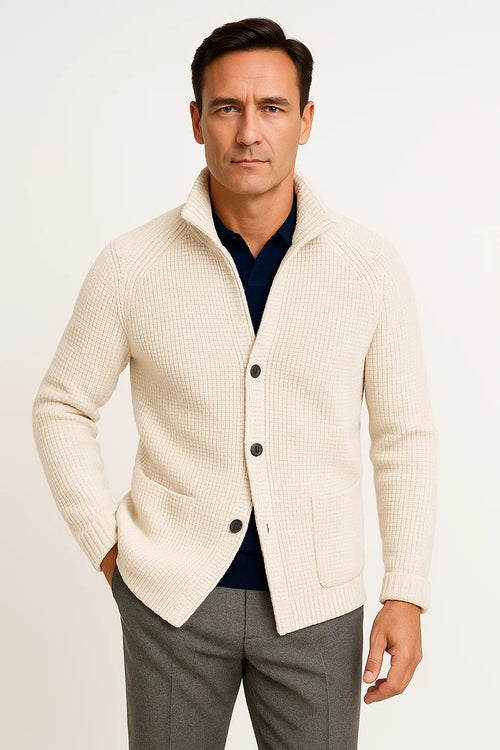 CARDIGAN EN LAINE TRICOTÉ POUR HOMME