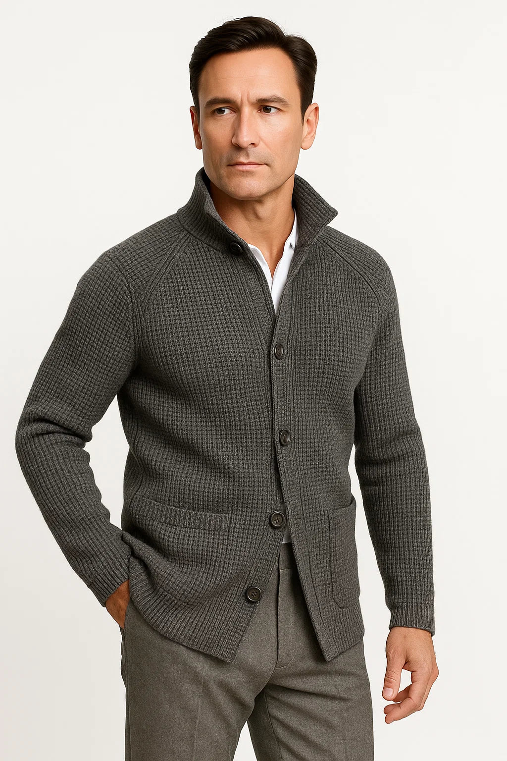 CARDIGAN EN LAINE TRICOTÉ POUR HOMME