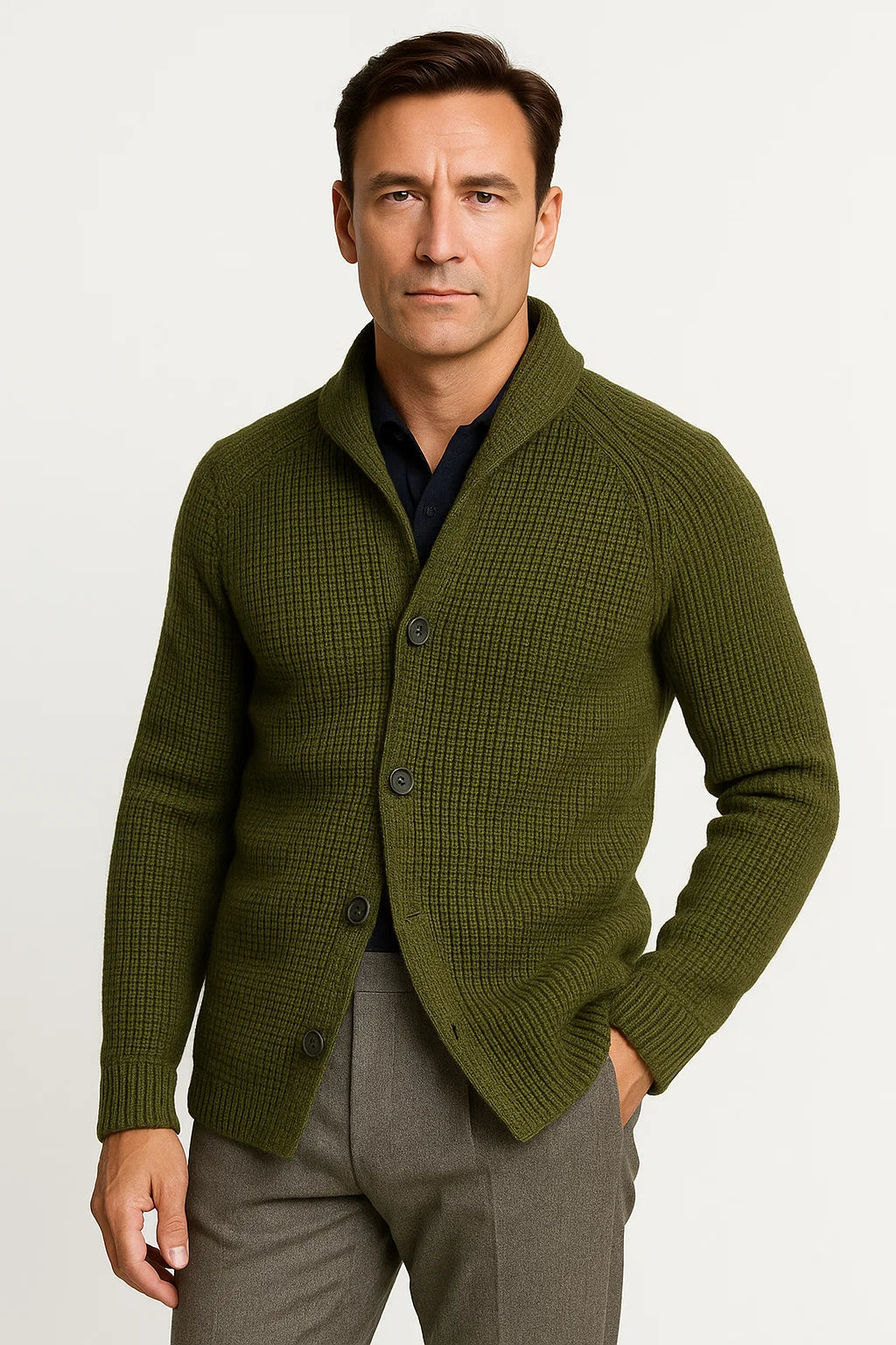 CARDIGAN EN LAINE TRICOTÉ POUR HOMME