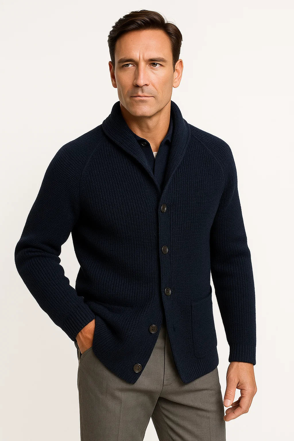 CARDIGAN EN LAINE TRICOTÉ POUR HOMME