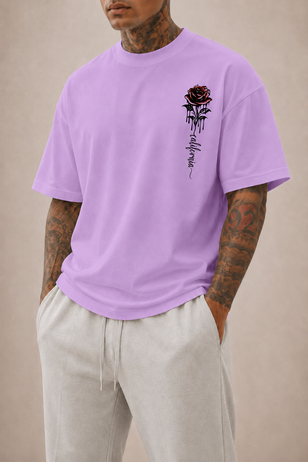 T-SHIRT OVERSIZE ROSES HOMMES
