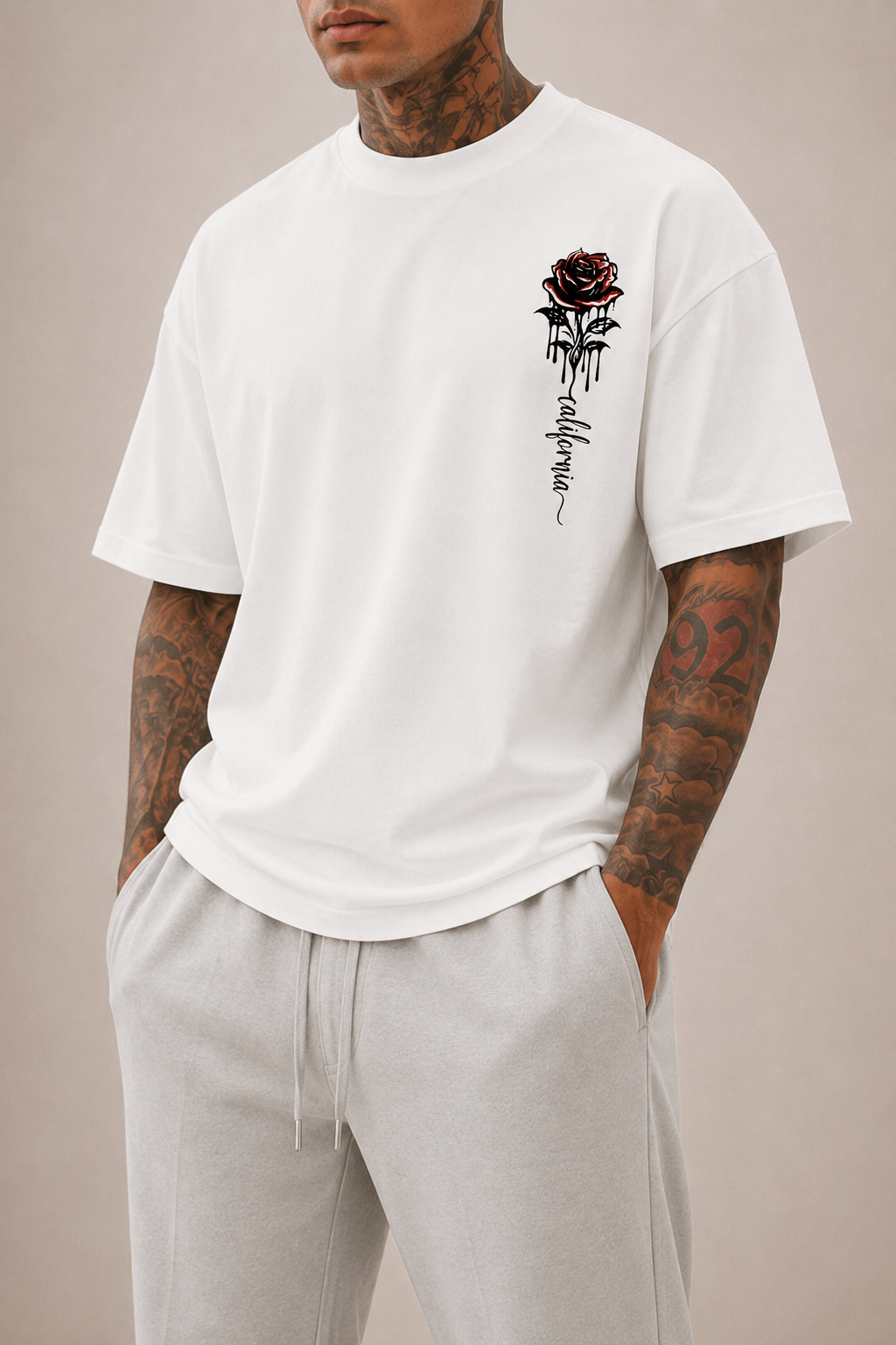 T-SHIRT OVERSIZE ROSES HOMMES