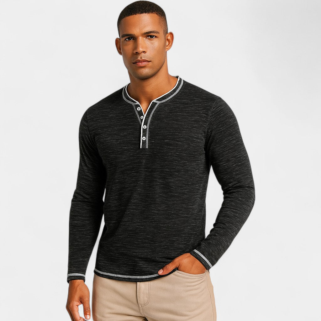 T-SHIRT HENLEY MANCHES LONGUES HOMME