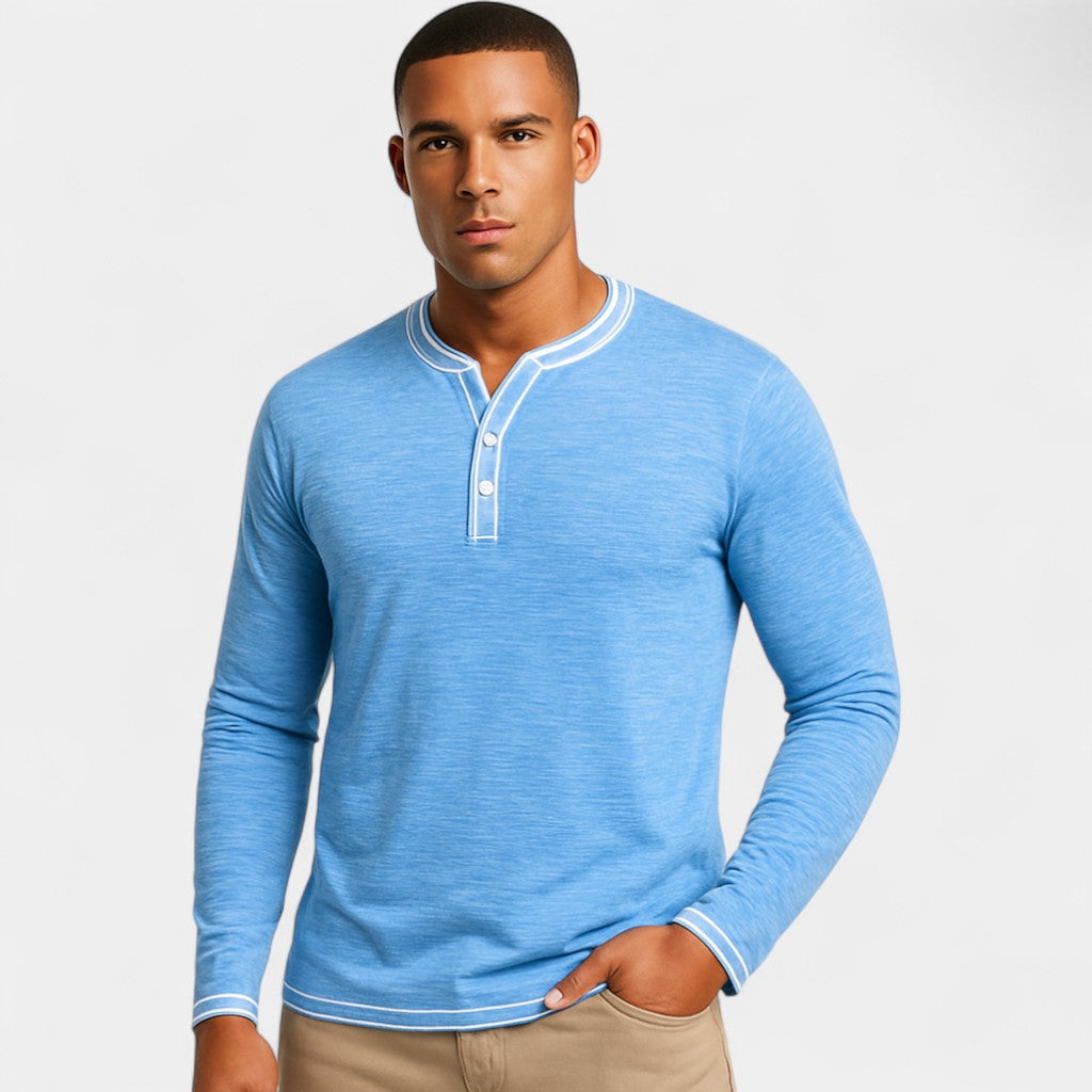 T-SHIRT HENLEY MANCHES LONGUES HOMME