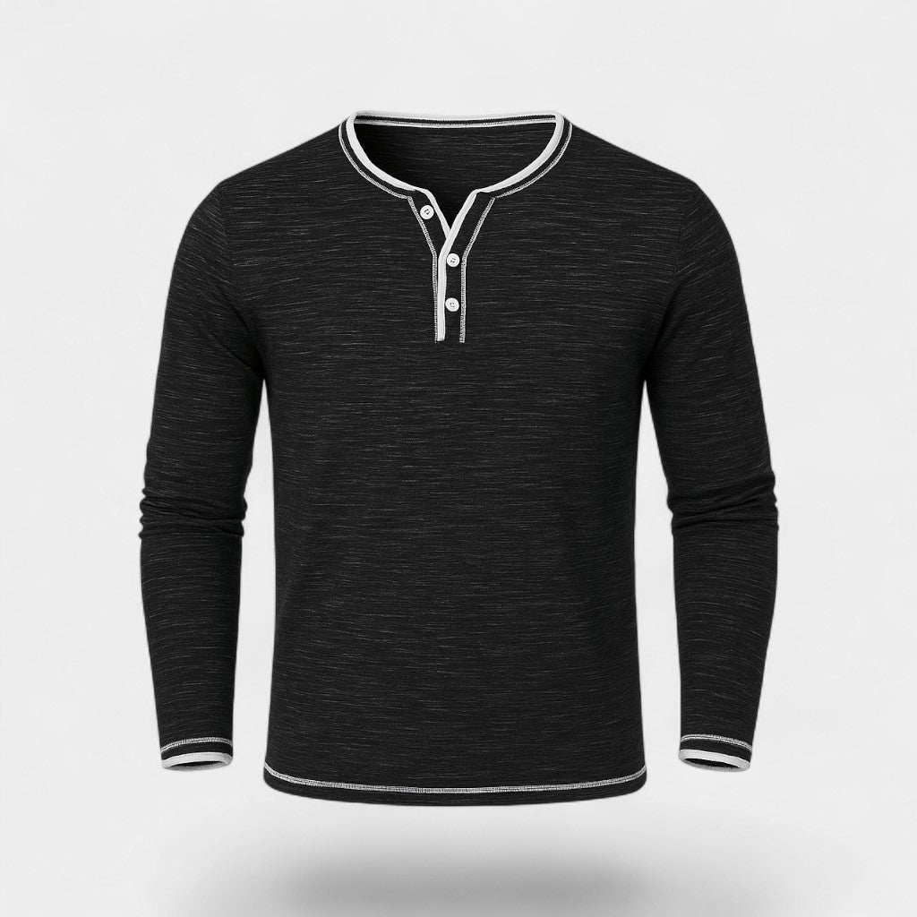 T-SHIRT HENLEY MANCHES LONGUES HOMME