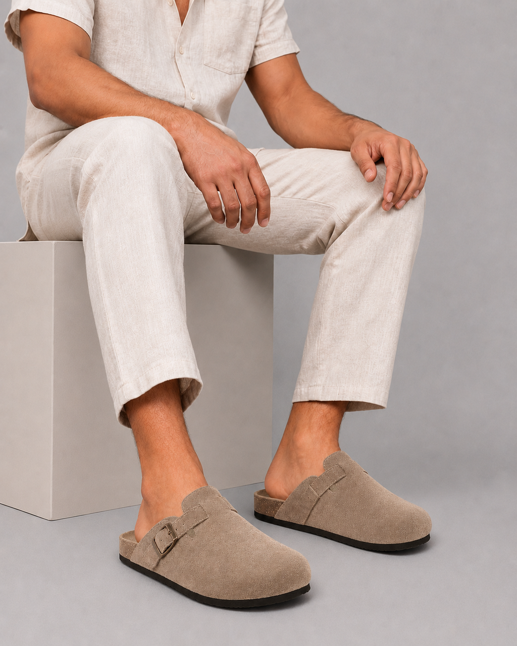 SABOTS OUVERTS EN SUÈDE POUR HOMME
