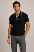 Polo Homme à Texture Côtelée
