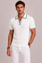 Polo Homme à Texture Côtelée