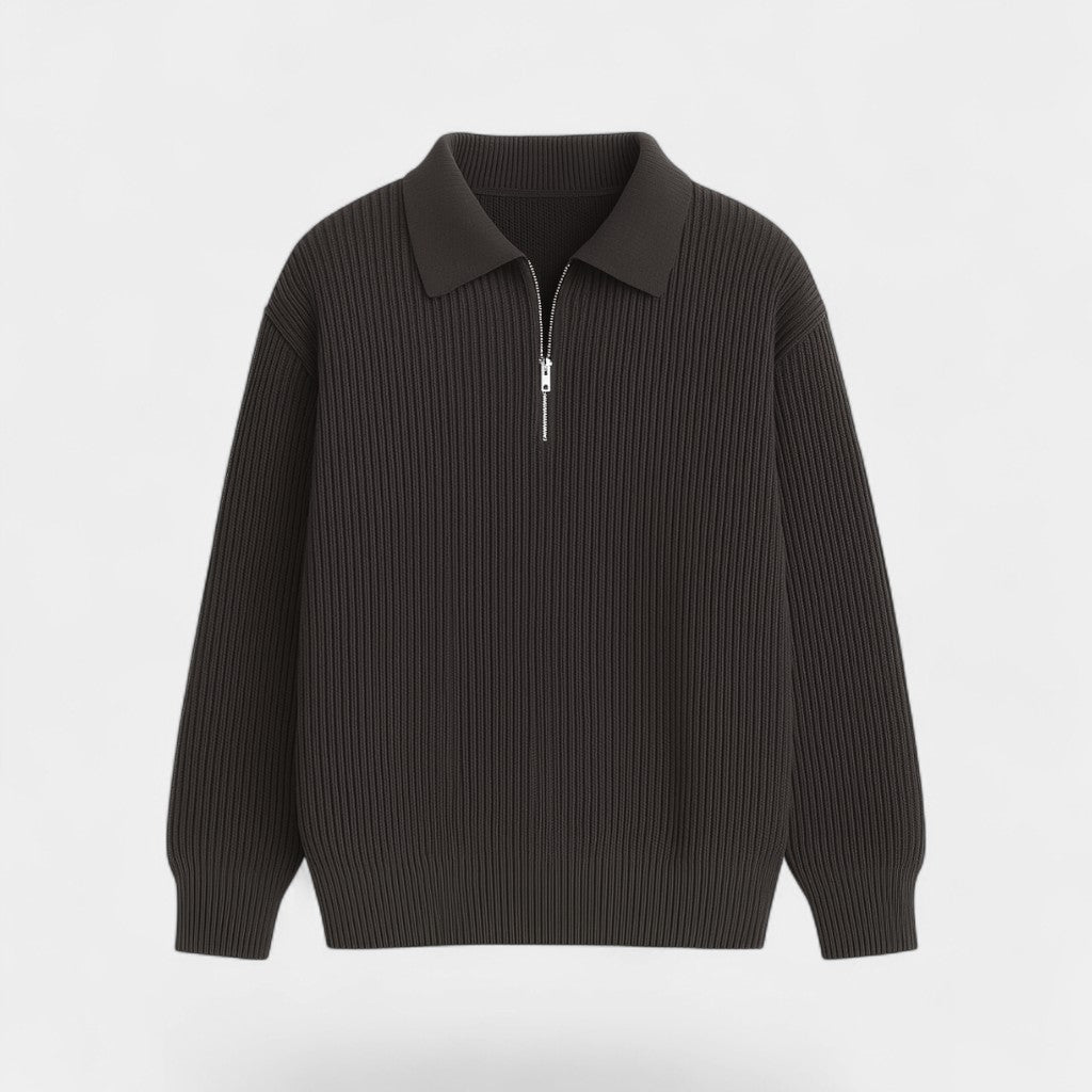 PULL HOMME MAILLE ZIP COL REVERS