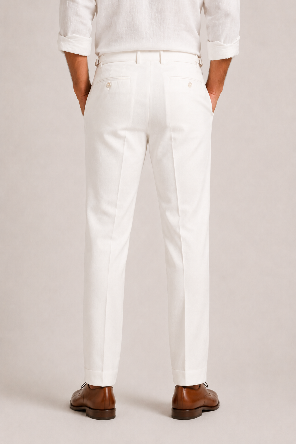 Pantalon En Lin Homme À Double Pli