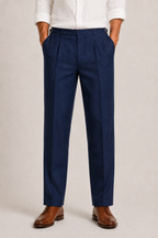Pantalon En Lin Homme À Double Pli