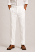 Pantalon En Lin Homme À Double Pli