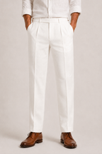 Pantalon En Lin Homme À Double Pli