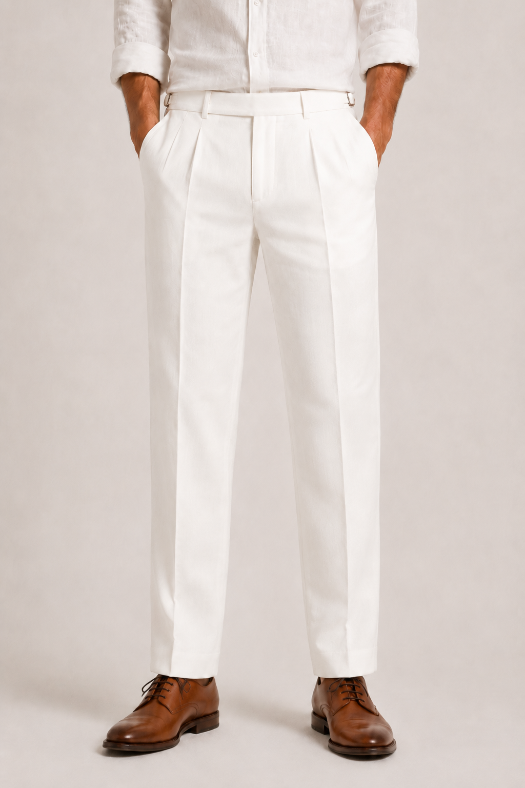 Pantalon En Lin Homme À Double Pli