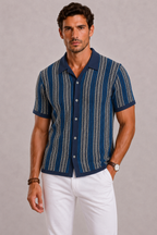Polo Tricoté Homme À Rayures Verticales