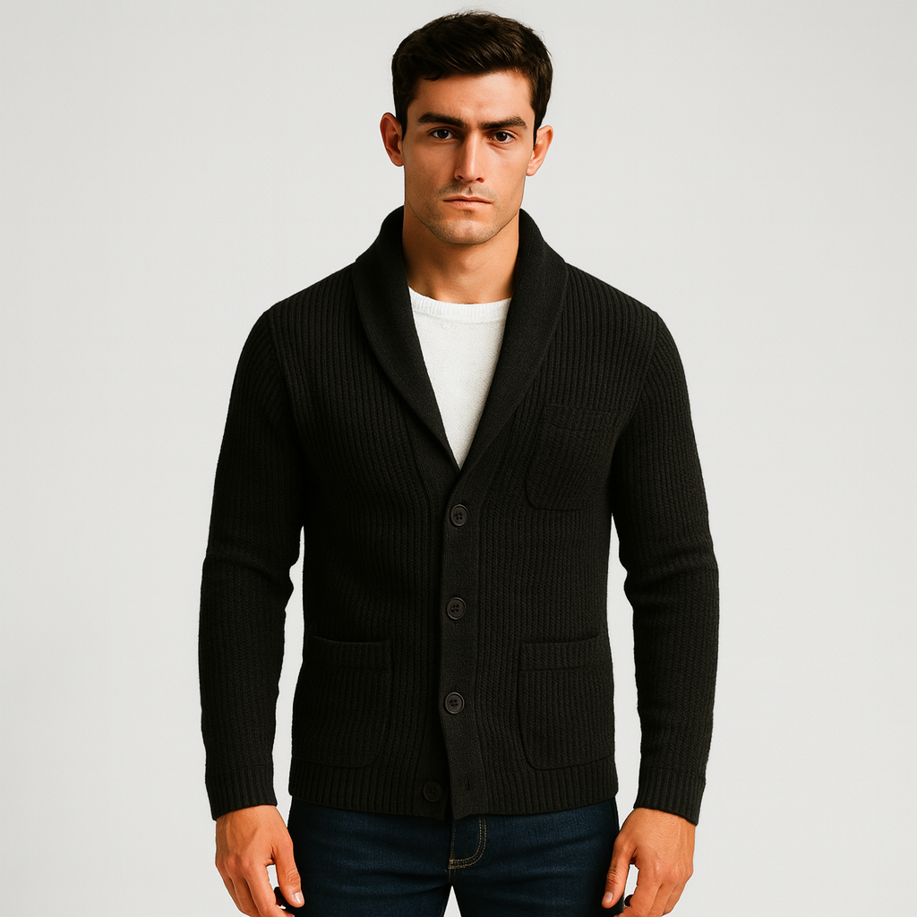 CARDIGAN HOMME MAILLE COL V BOUTONNÉ