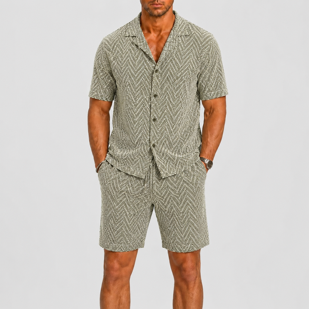Ensemble Chemise Jacquard Avec Short Pour Hommes