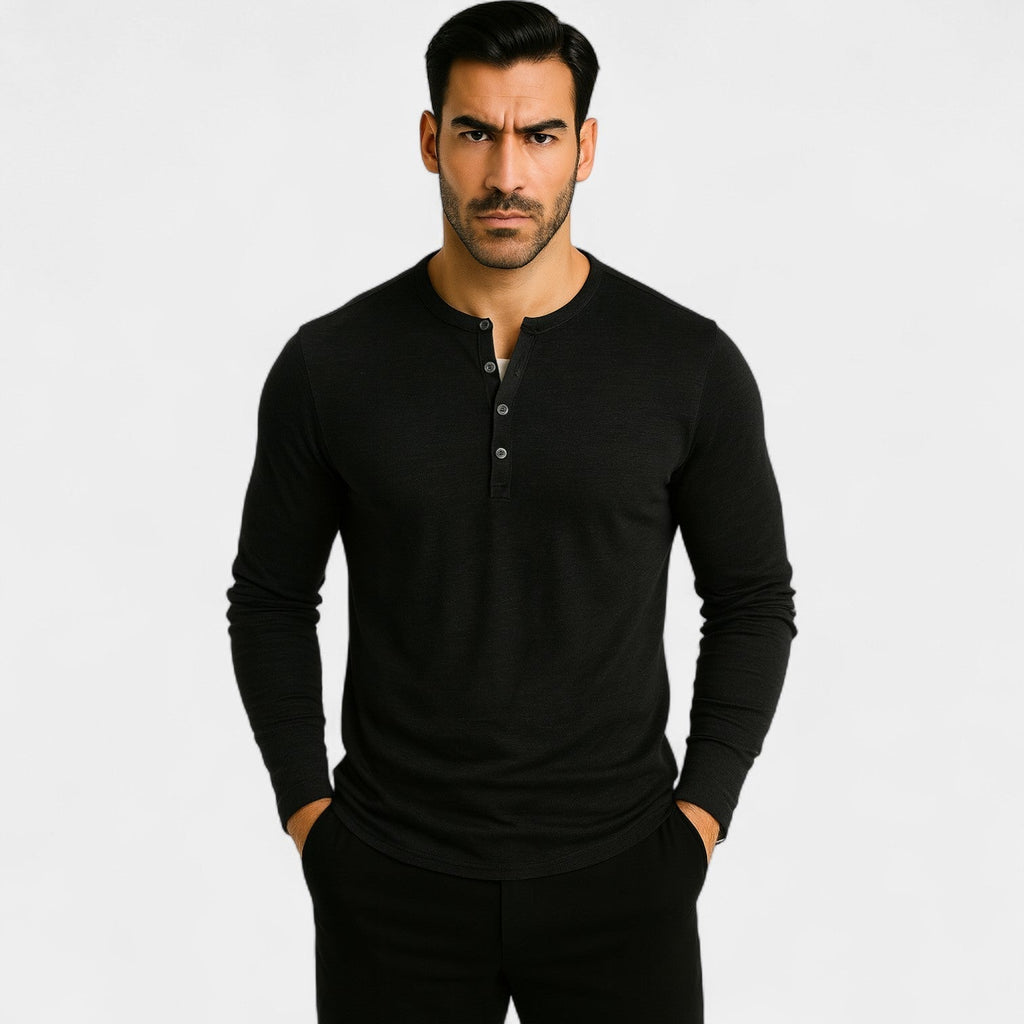 T-SHIRT HOMME MANCHES LONGUES BOUTONS