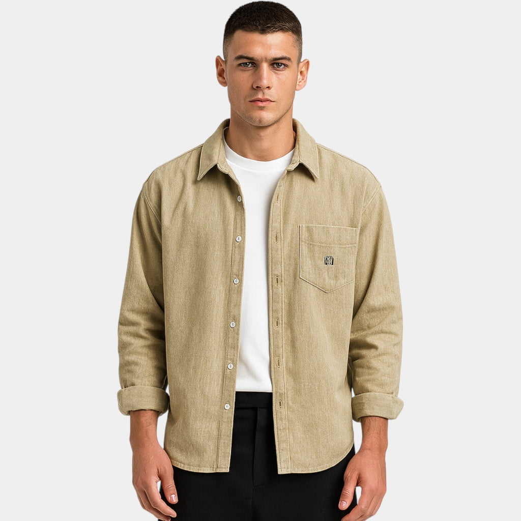 CHEMISE HOMME COTON BROSSÉ MANCHES LONGUES