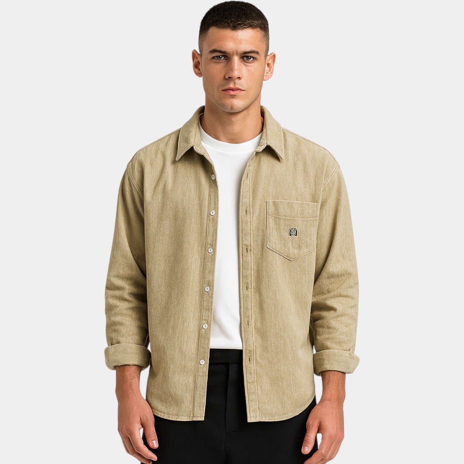 CHEMISE HOMME COTON BROSSÉ MANCHES LONGUES