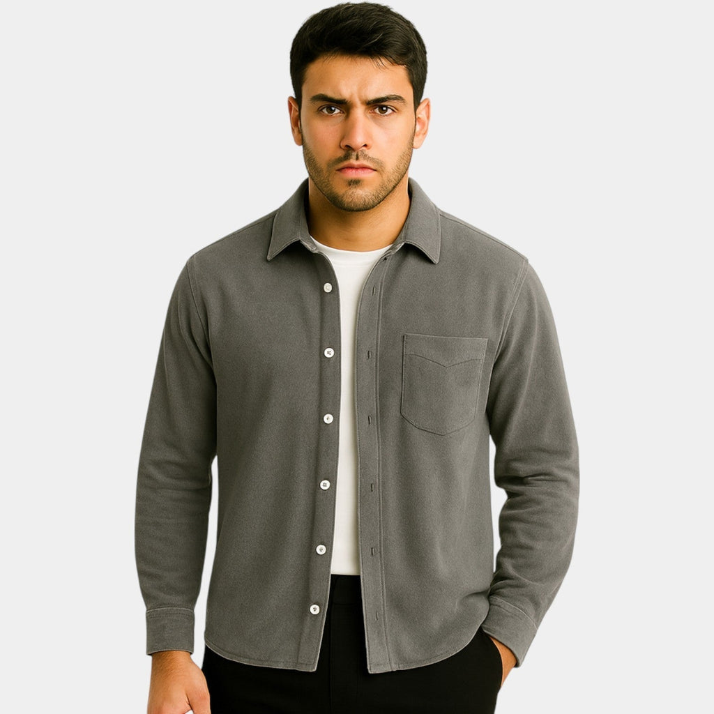 CHEMISE HOMME COTON BROSSÉ MANCHES LONGUES