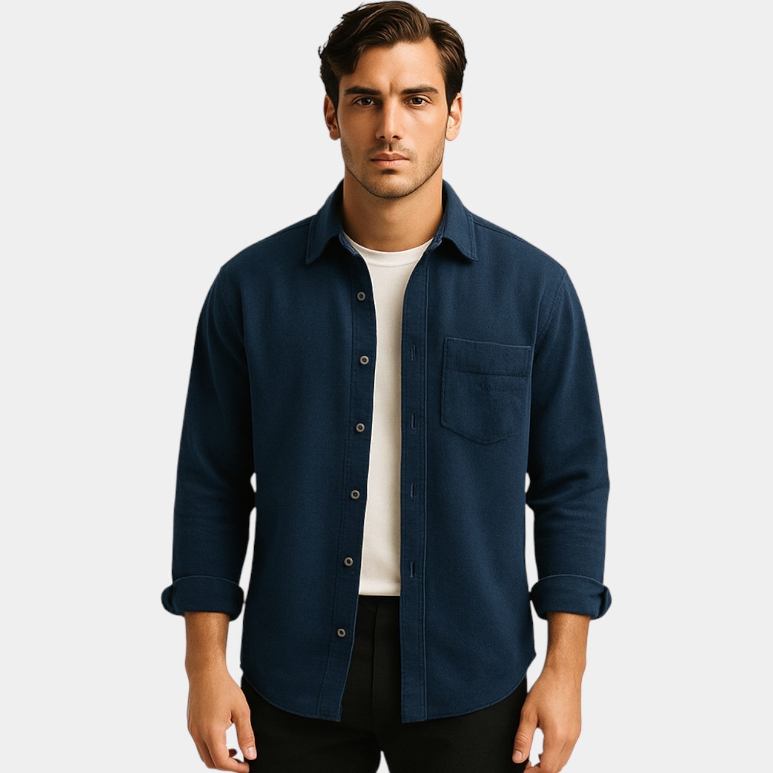 CHEMISE HOMME COTON BROSSÉ MANCHES LONGUES