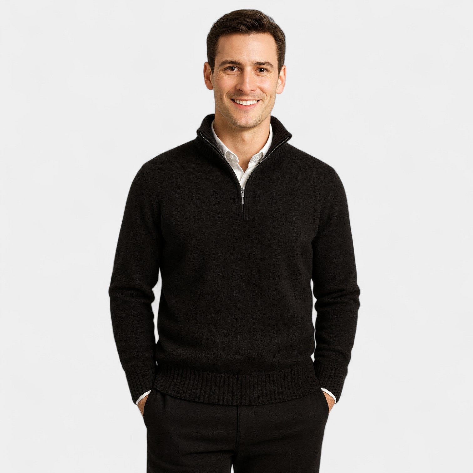 PULL HOMME QUART ZIP MAILLE