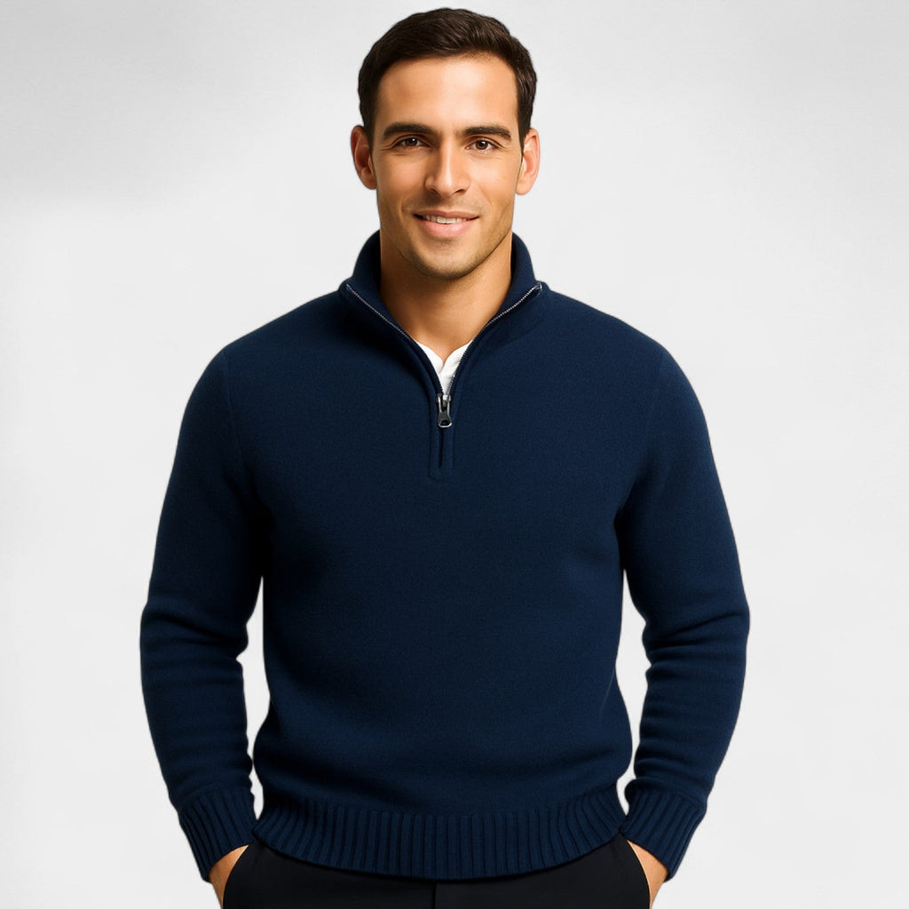 PULL HOMME QUART ZIP MAILLE