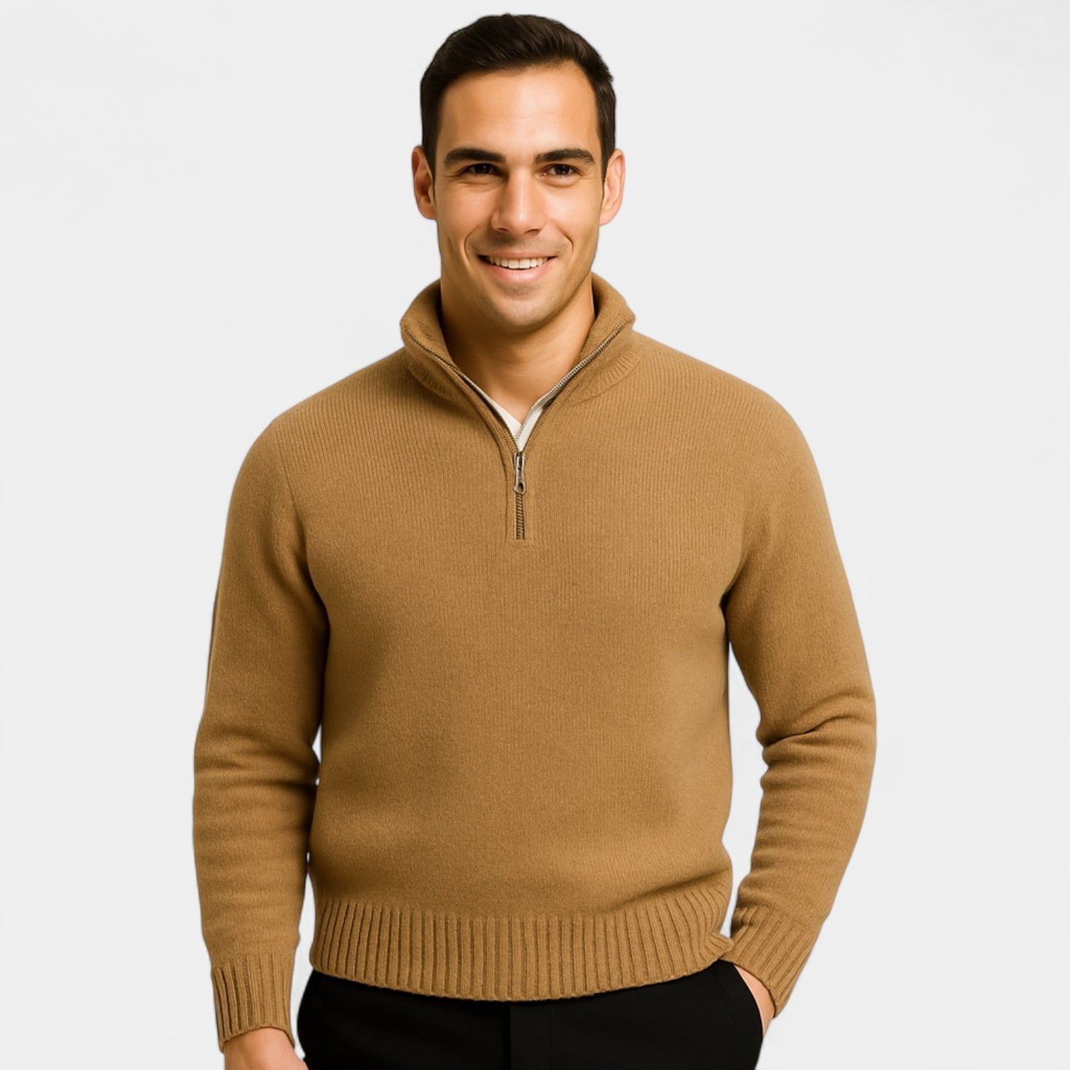 PULL HOMME QUART ZIP MAILLE