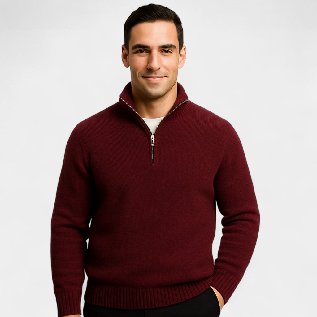 PULL HOMME QUART ZIP MAILLE