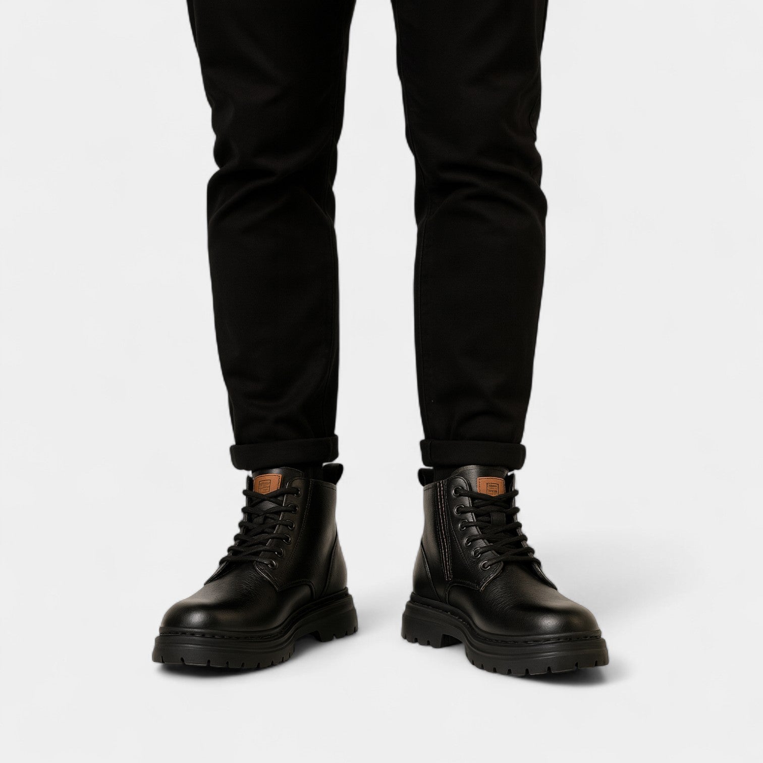 BOTTES HOMME MI-HAUTES CUIR PU