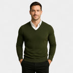 PULL HOMME COL V MAILLE FINE
