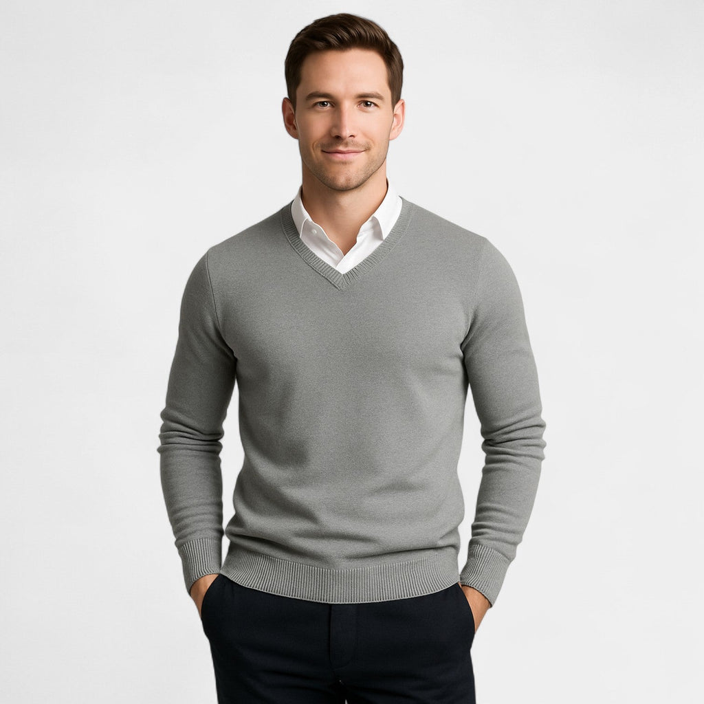 PULL HOMME COL V MAILLE FINE