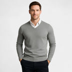 PULL HOMME COL V MAILLE FINE