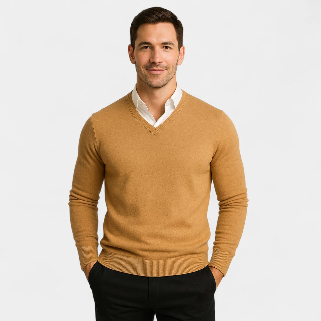 PULL HOMME COL V MAILLE FINE
