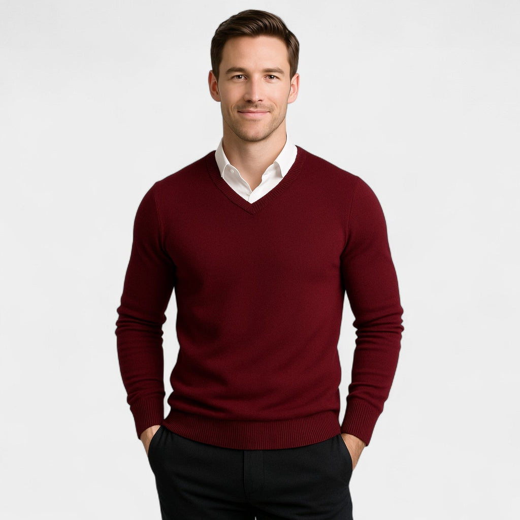 PULL HOMME COL V MAILLE FINE
