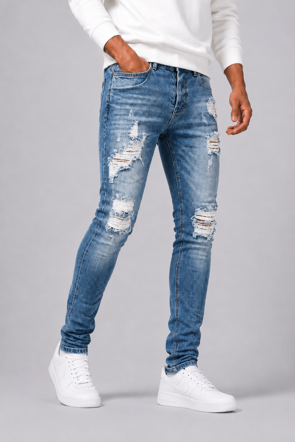 JEANS SLIM DÉCHIRÉ HOMMES