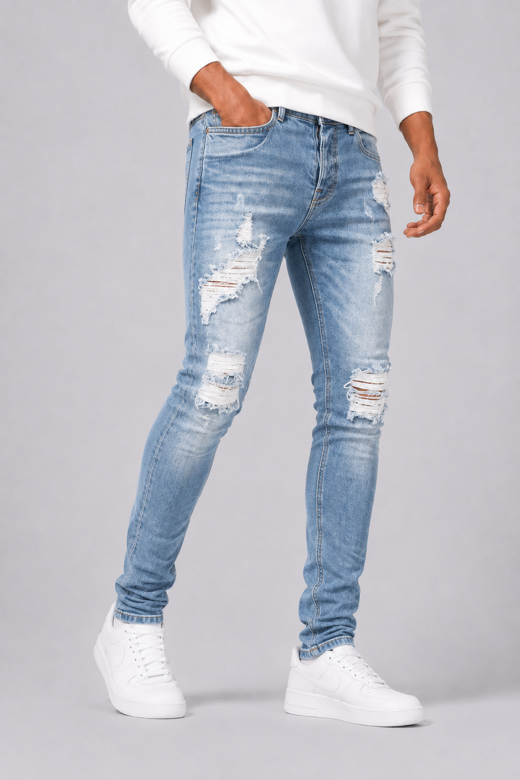 JEANS SLIM DÉCHIRÉ HOMMES