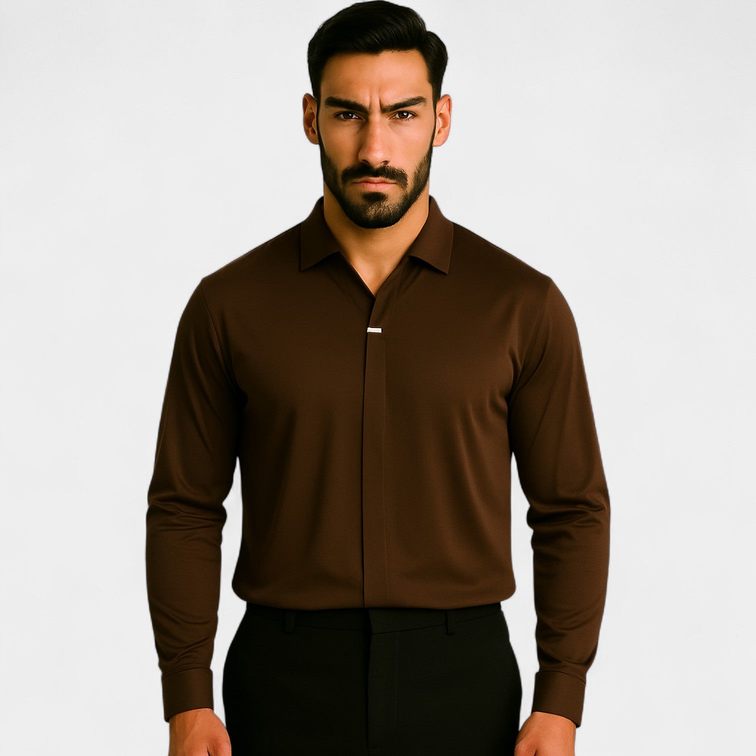 CHEMISE HOMME COL V MANCHES LONGUES