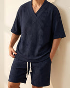 Ensemble Tricoté Avec Col V Et Short Pour Hommes
