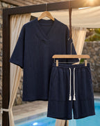 Ensemble Tricoté Avec Col V Et Short Pour Hommes