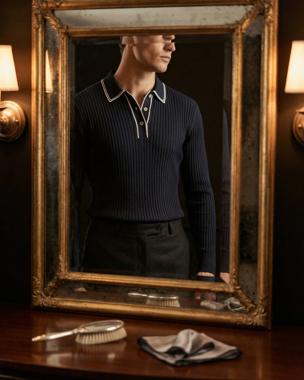 Polo Tricoté Côtelé Avec Col Classique Pour Hommes